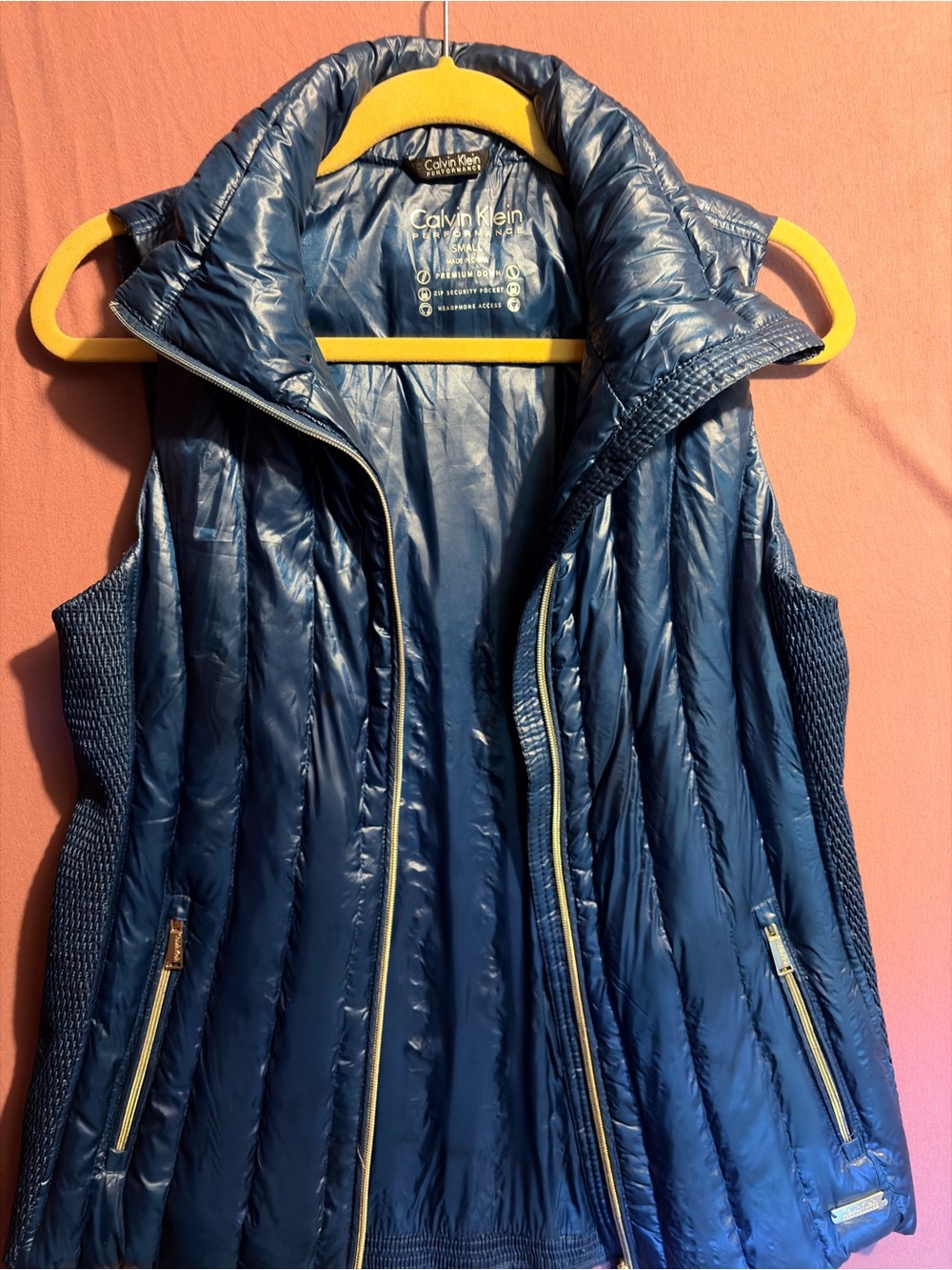 Calvin Klein Shiny Navy Quilted Sleeveless Puffer Vest